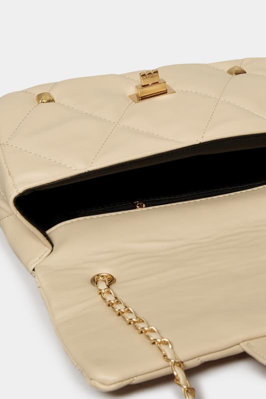 Cream Studded Quilted Chain Bag | Yours Clothing 5