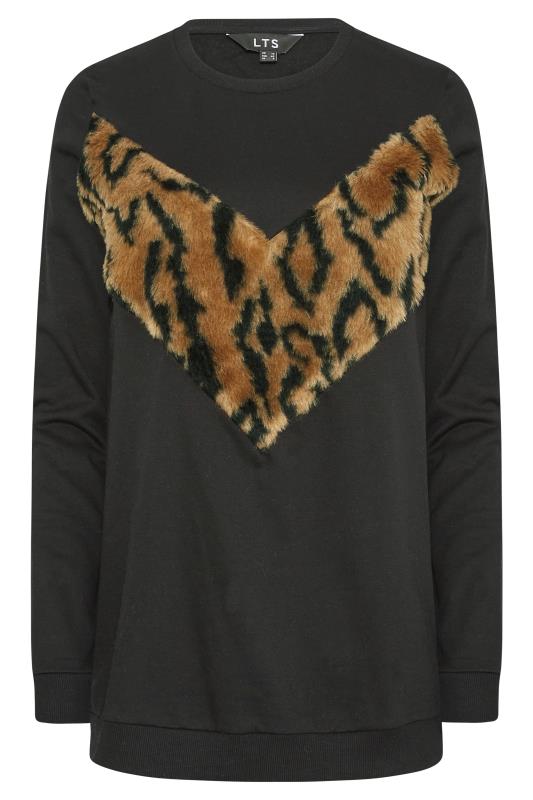 LTS Tall Women's Black Leopard Print Panel Sweatshirt | Long Tall Sally 6
