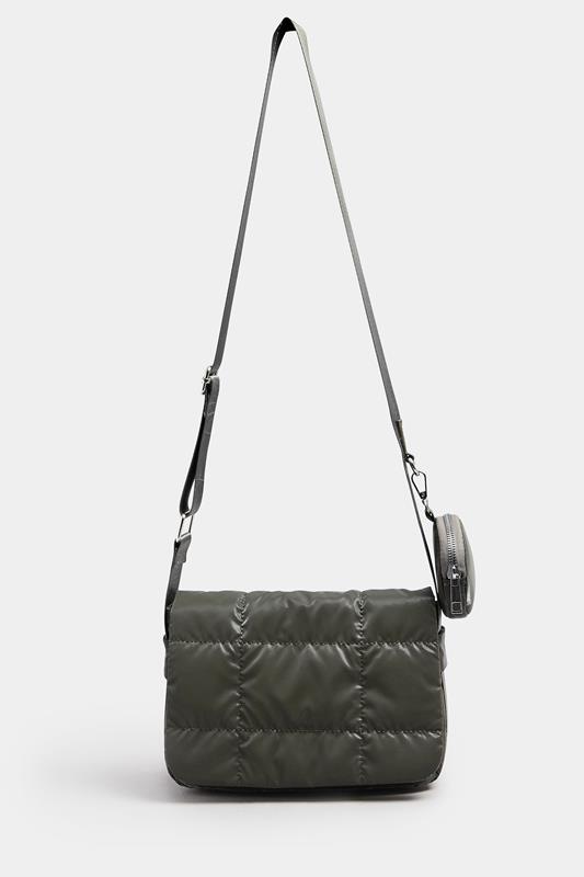 Khaki Green Quilted Cross Body Bag | Yours Clothing 3