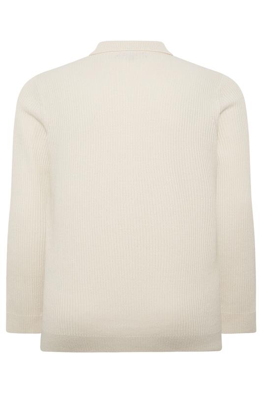 BadRhino Big & Tall Natural Brown Chunky Knit Collared Jumper | BadRhino 2