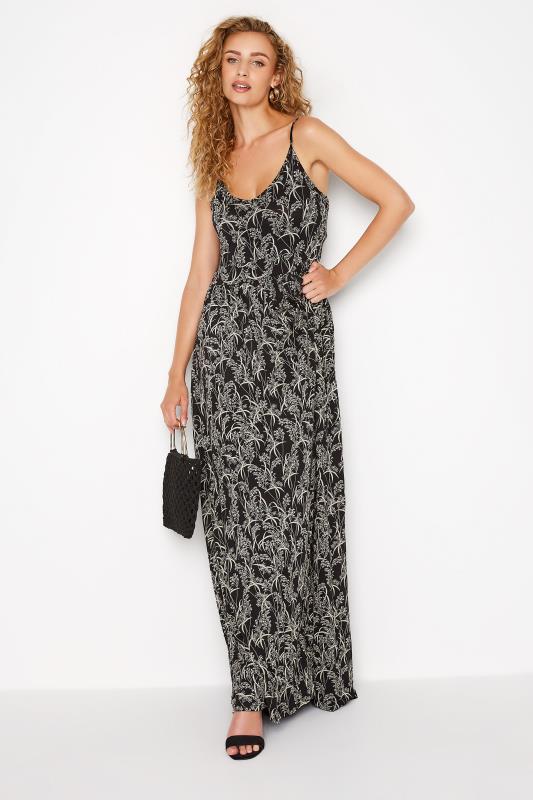 LTS Tall Black Floral Print Striped Maxi Dress | Long Tall Sally