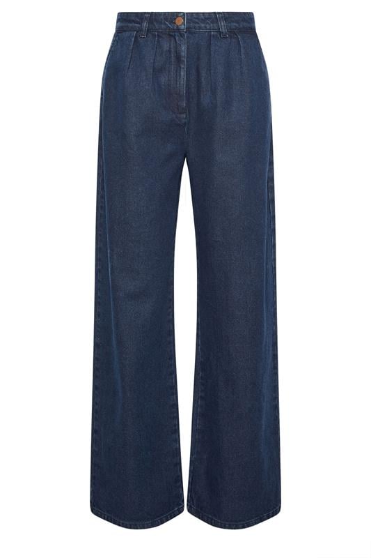 LTS Tall Women's Indigo Blue Pleated Wide Leg Jeans | Long Tall Sally 6