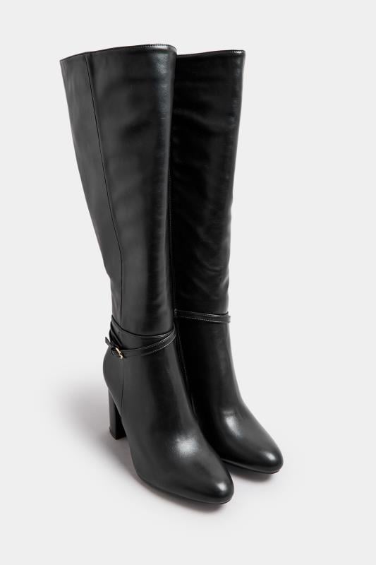 Black Heeled Knee High Boot In Extra Wide EEE Fit | Yours Clothing 2