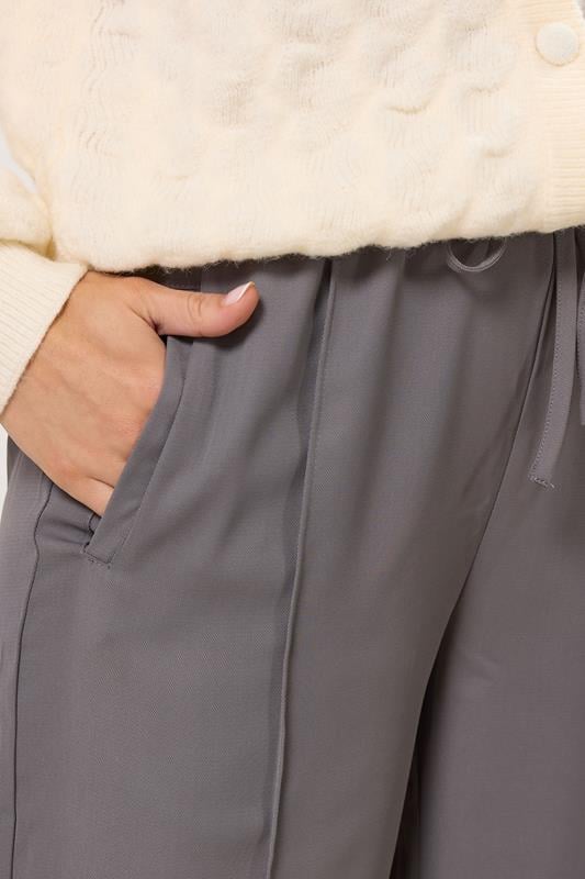 LTS Tall Grey Tie Waistband Wide Leg Trousers | Long Tall Sally 4