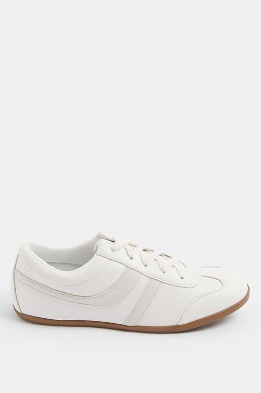 LTS Ivory White Retro Stripe Trainers In Standard Fit | Long Tall Sally 2