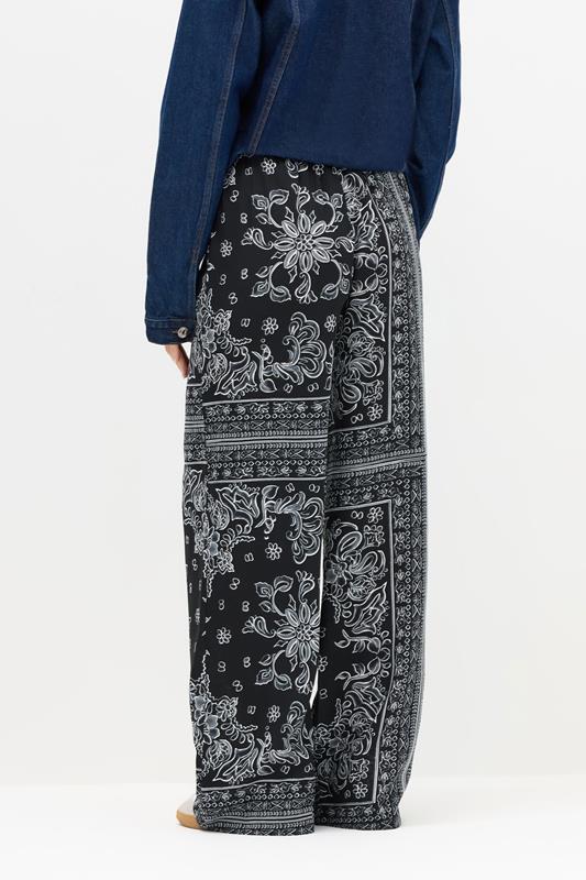 LTS Tall Black Paisley Wide Leg Trousers | Long Tall Sally 3