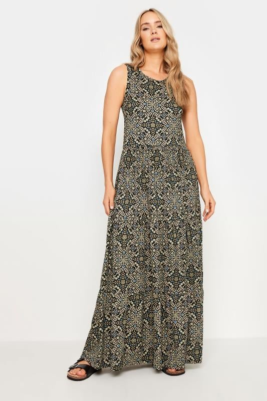 LTS Tall Women's Black & Brown Floral Print Tiered Sleeveless Maxi Dress | Long Tall Sally 2