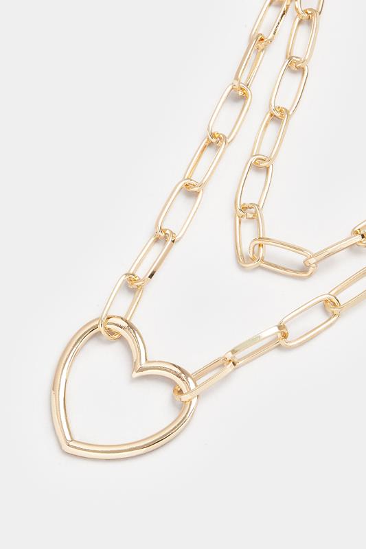 Gold Tone Pendant Heart Layered Chain Necklace | Yours Clothing 3