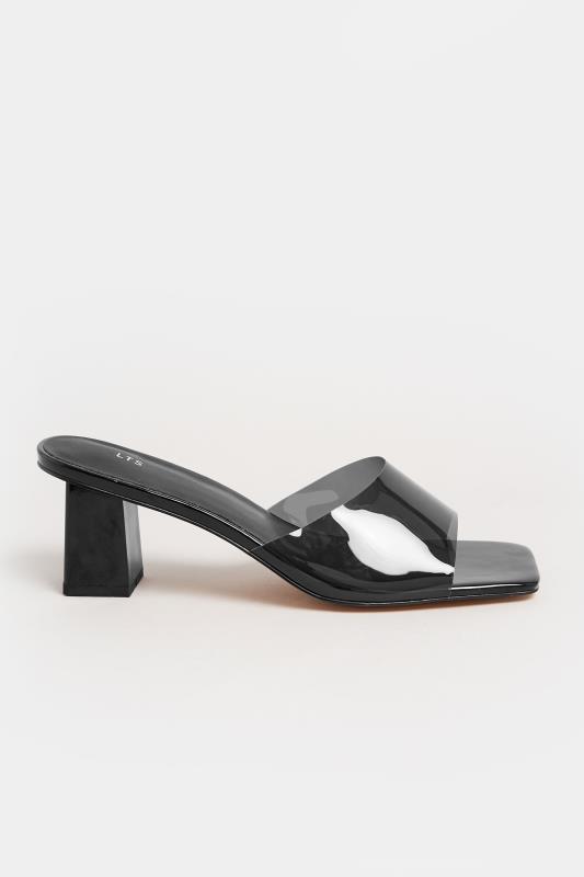 LTS Black Perspex Block Heel Mules In Standard Fit | Yours Clothing 5
