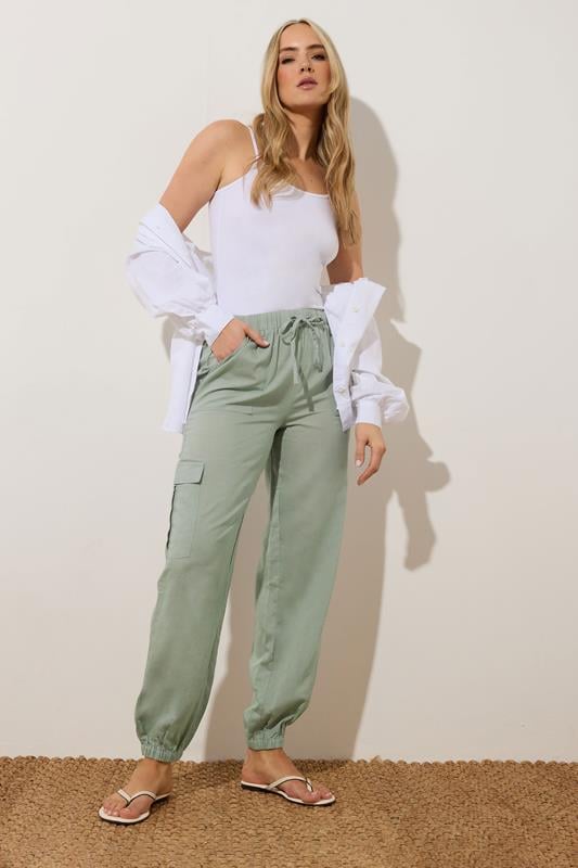 Tall  LTS Tall Sage Green Linen Cargo Trousers