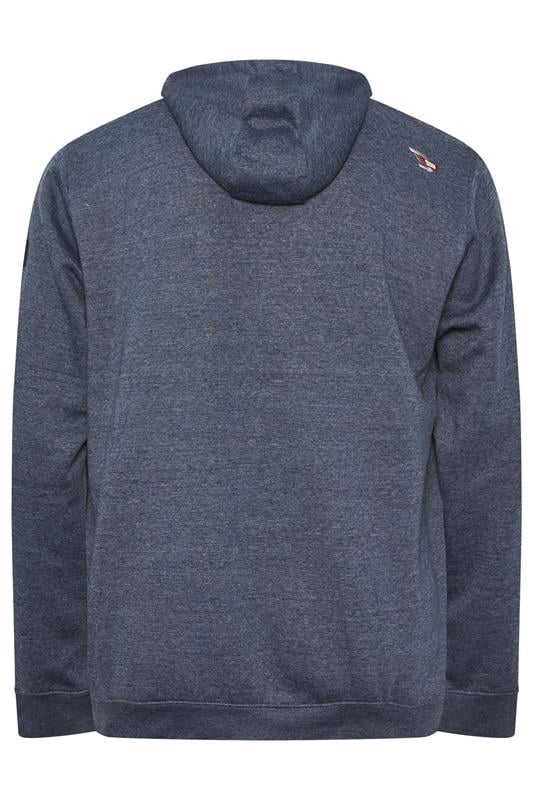 D555 Big & Tall Navy Blue Marl Zip Through Hoodie | BadRhino 2