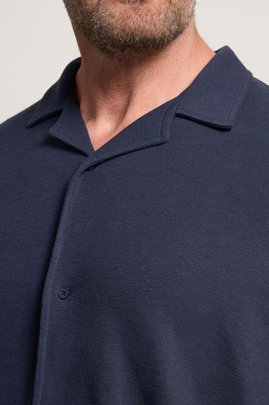 BadRhino Big & Tall Navy Blue Revere Slub Shirt | BadRhino 4