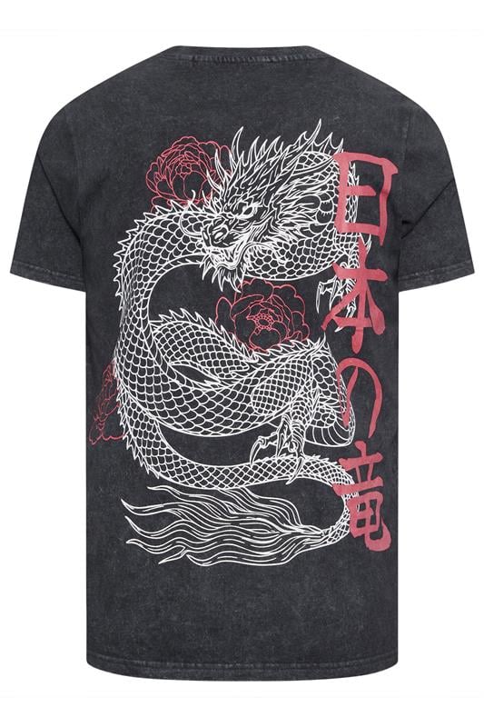 BadRhino Big & Tall Black Extra Long Acid Wash Dragon Graphic T-Shirt | BadRhino 7