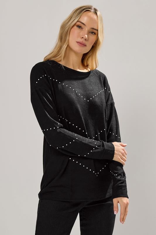 Tall  LTS Tall Black Studded Jumper