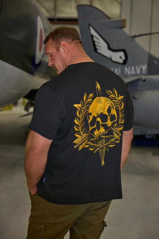 BadRhino Big & Tall Black Skull Emblem Graphic T-Shirt