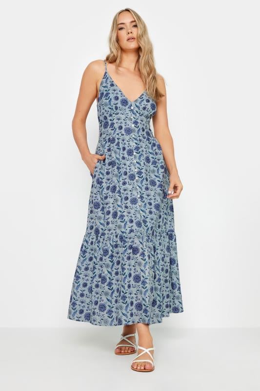 LTS Tall Women's Blue Floral Print Midaxi Sundress | Long Tall Sally 1