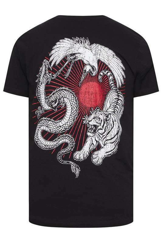 BadRhino Big & Tall Black Extra Long Japanese Animal Graphic T-Shirt | BadRhino 7