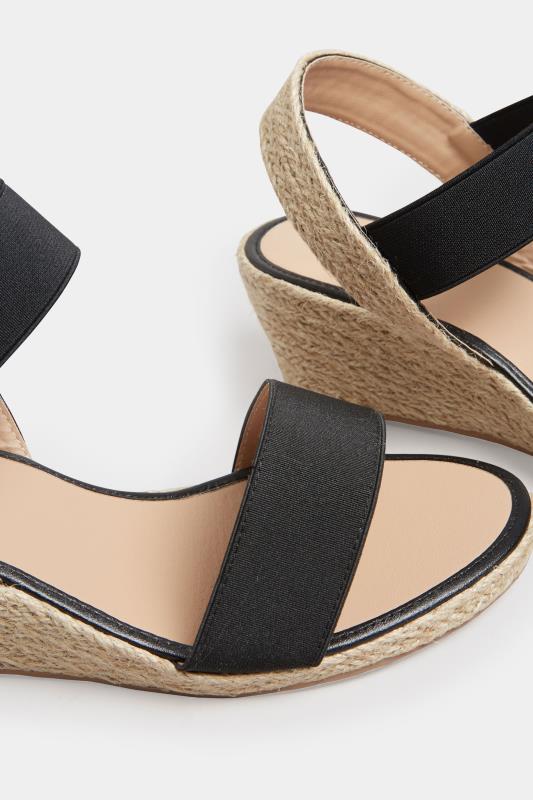 Black Espadrille Wedge Sandals In Wide E Fit & Extra Wide EEE Fit | Yours Clothing 5