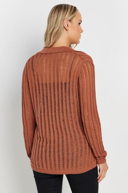 LTS Tall Womens Rust Orange Collared Crochet Jumper | Long Tall Sally 4