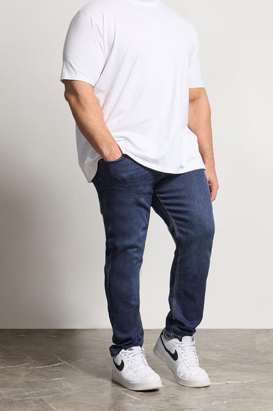 D555 Big & Tall Blue Blue Tapered Stretch Jeans