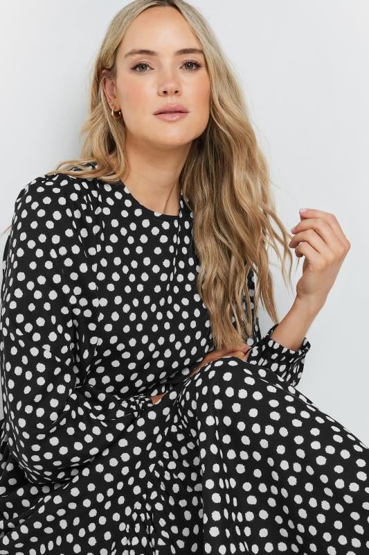 LTS Tall Women's Black Spot Print Tiered Smock Dress | Long Tall Sally 5