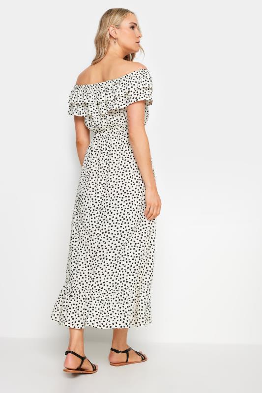 LTS Tall Women's White Polka Dot Bardot Frill Maxi Dress | Long Tall Sally 4
