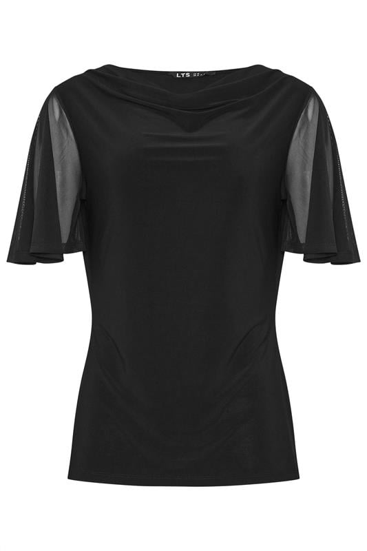 LTS Tall Black Mesh Angel Sleeve Top | Long Tall Sally 5