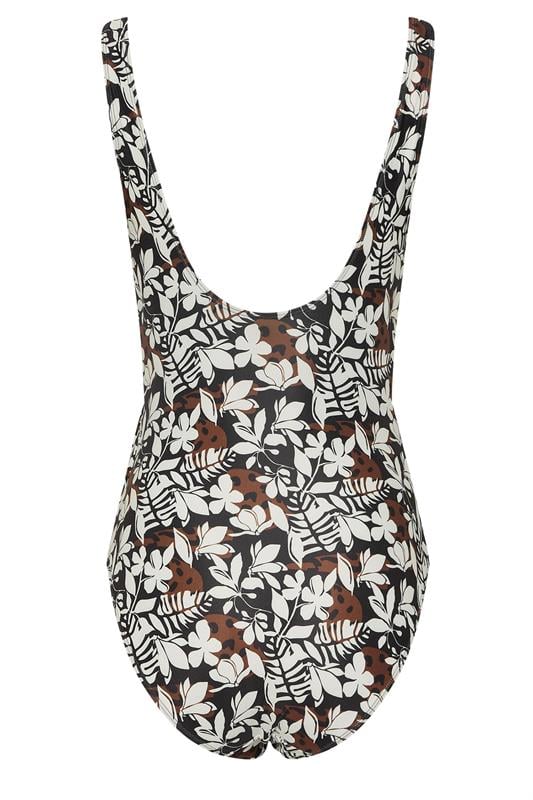 LTS Tall Women's Black Palm Leaf Patchwork Side Twist Swimsuit | Long Tall Sally 3