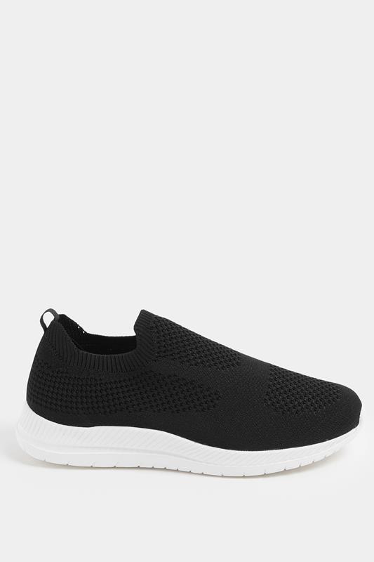 Black Knitted Slip On Trainers In Wide E Fit | Yours Clothing 3