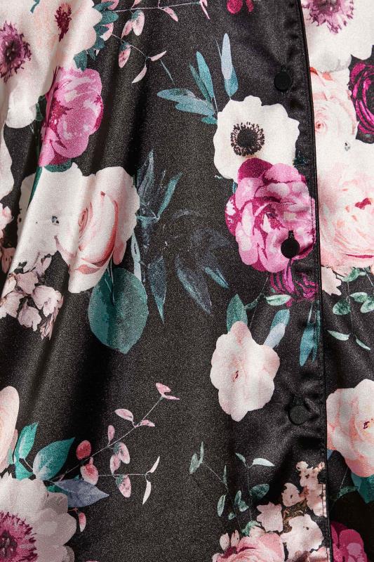 LTS Tall Women's Black Floral Satin Pyjama Set | Long Tall Sally  5