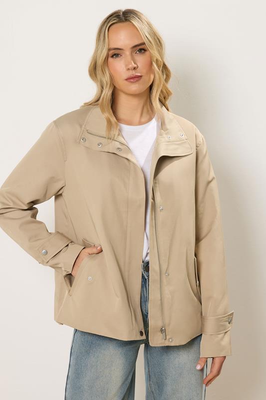 Tall  LTS Tall Natural Brown Funnel Neck Jacket