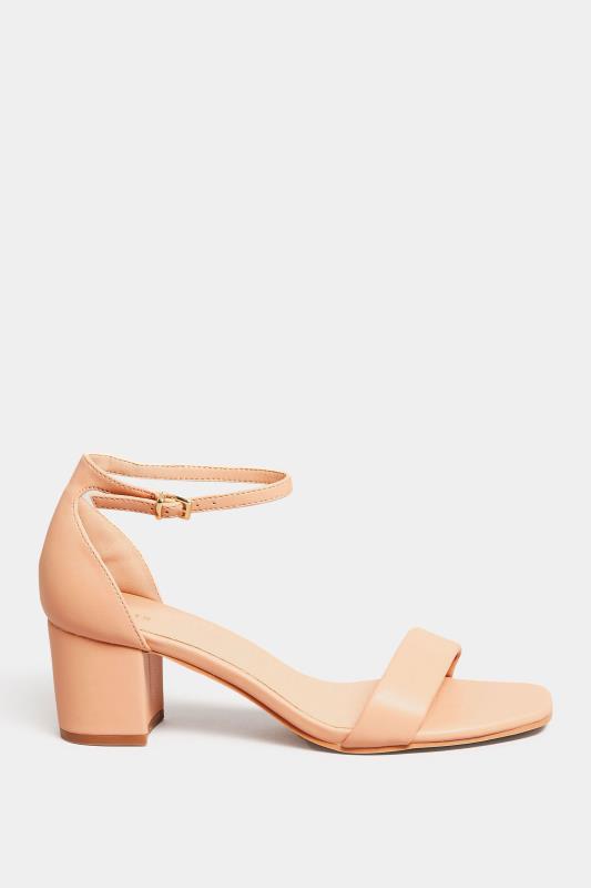 LTS Nude Faux Leather Block Heel Sandals In Standard Fit | Long Tall Sally 3