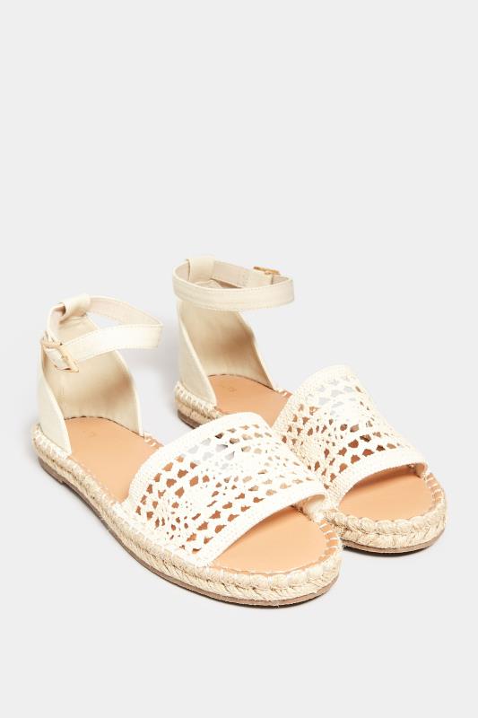 LTS Cream Espadrille Sandals In Standard Fit | Long Tall Sally 2