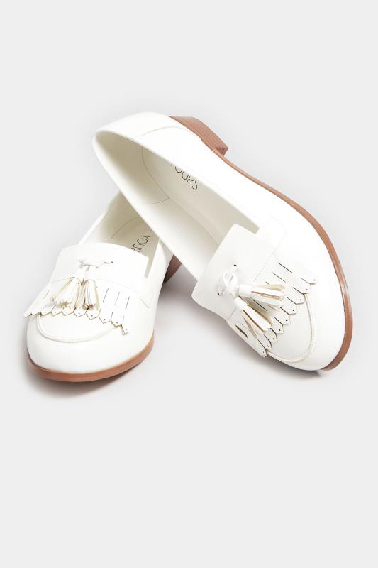 White Patent Tassel Loafers In Wide E Fit & Extra Wide EEE Fit | Yours Clothing  5