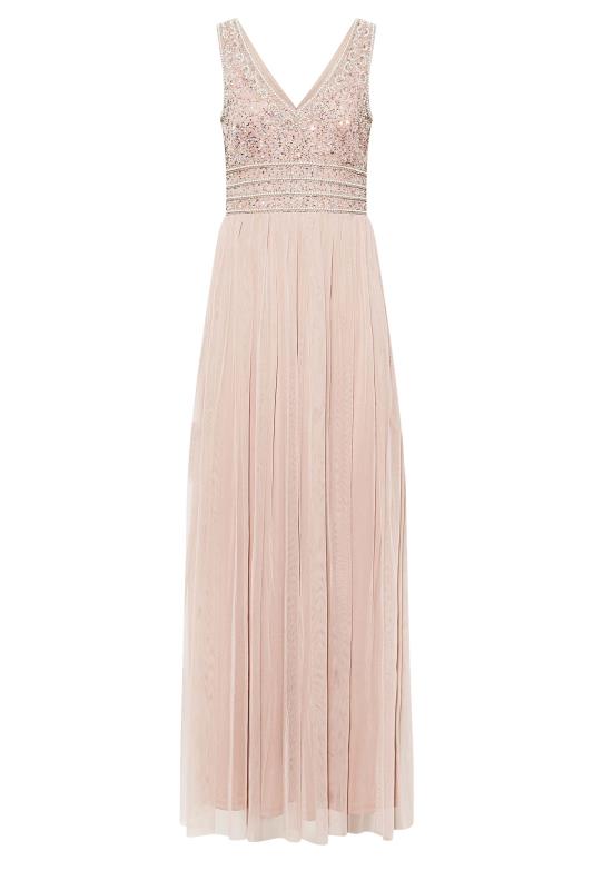 LTS Tall Women's Blush Pink Sequin Hand Embellished Maxi Dress | Long ...