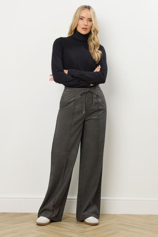 LTS Tall Grey Brushed Wide Leg Trousers | Long Tall Sally 2