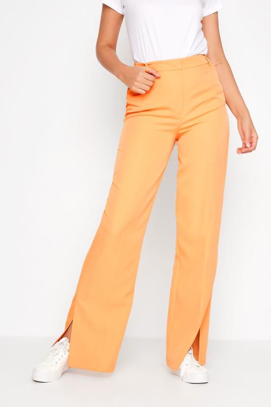  LTS Tall Bright Orange Split Hem Wide Leg Trousers | Long Tall Sally 1