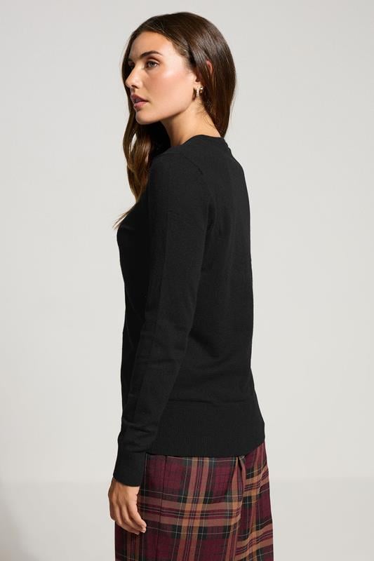 LTS Tall Black Crew Neck Button Cardigan | Long Tall Sally 3