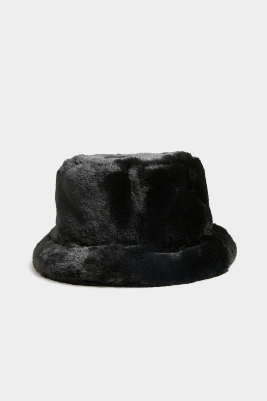 Plus Size Black Faux Fur Bucket Hat | Yours Clothing 2