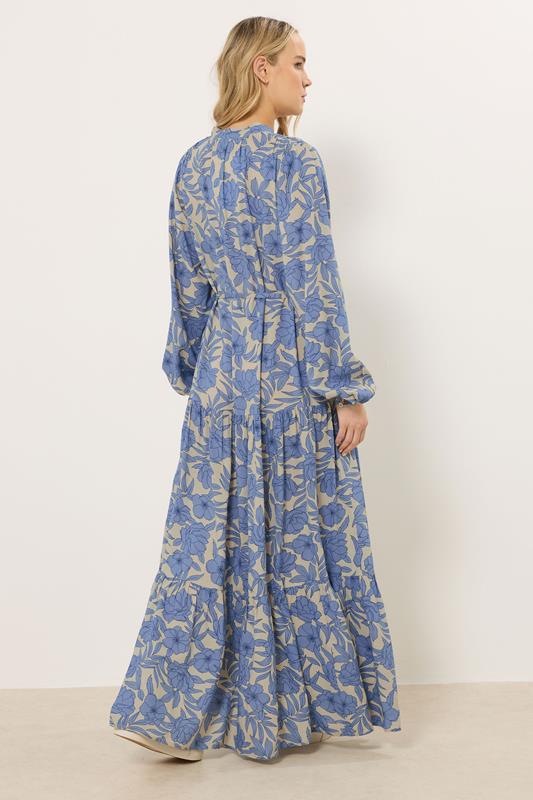LTS Tall Women's Cream & Blue Tie Waist Maxi Dress | Long Tall Sally 3