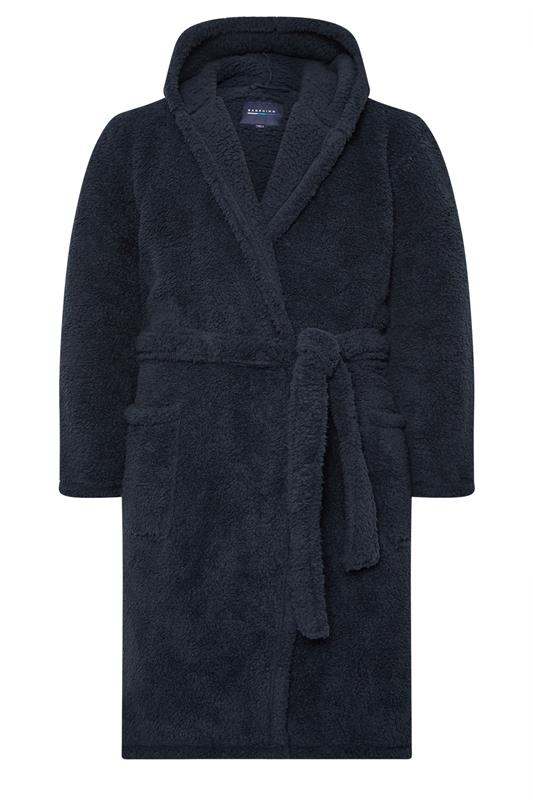 BadRhino Big & Tall Navy Blue Borg Dressing Gown | BadRhino 5