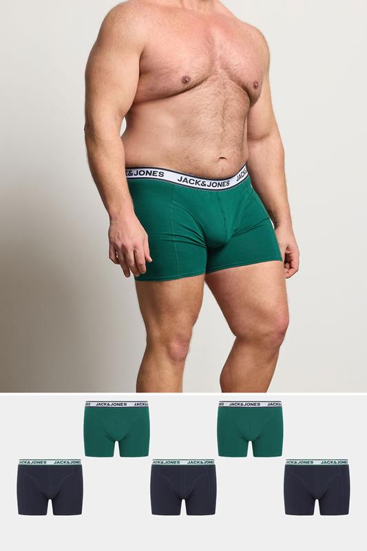 JACK & JONES Big & Tall 5 PACK Black & Green Boxers