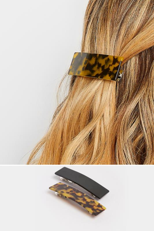 Plus Size  Yours 2 PACK Black & Brown Tortoiseshell Hair Clips