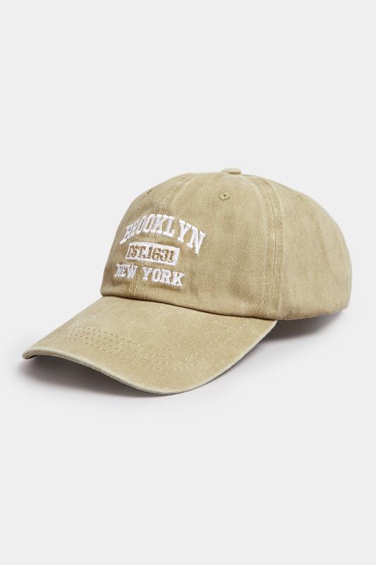 Beige Brown 'Brookyln New York' Slogan Cap | Yours Clothing  2