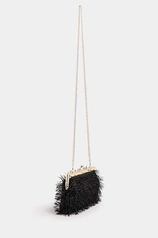 Black Eyelash Clutch Bag | Yours Clothing 3