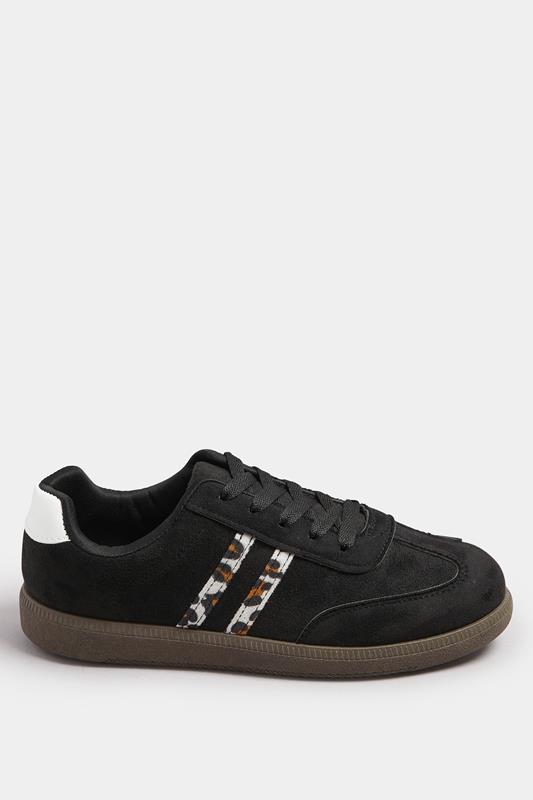 Black Retro Leopard Stripe Trainers In Extra Wide EEE Fit | Yours Clothing 3