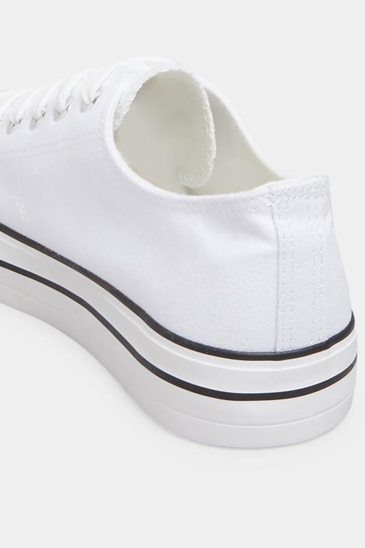 White Canvas Platform Trainers In Wide Fit | Yours Clothing 4