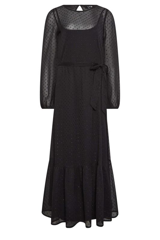 LTS Tall Womens Black Dobby Tiered Midaxi Dress | Long Tall Sally 5