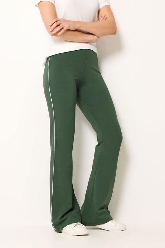  LTS Tall Olive Green Side Stripe Cotton Flared Leggings