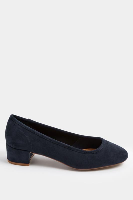 LTS Navy Blue Block Heel Ballerina Pumps | Long Tall Sally 2